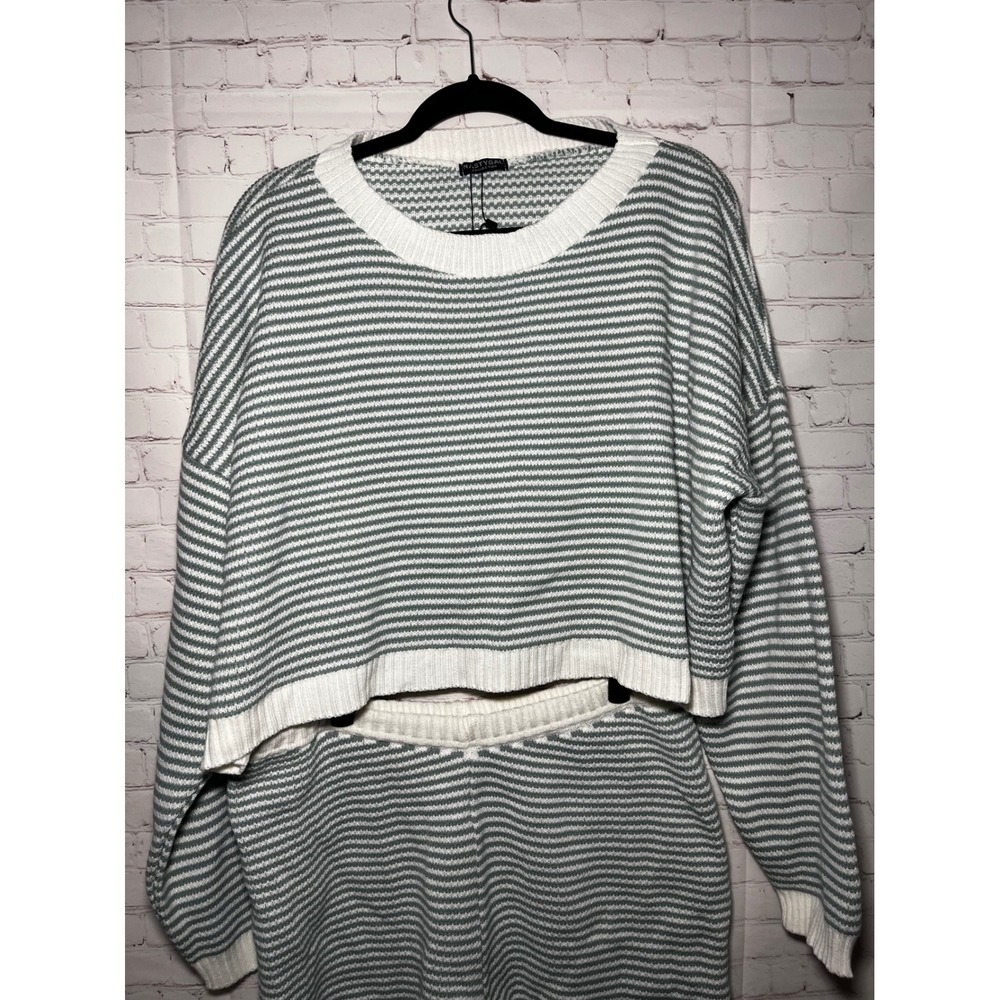 Nasty Gal Striped Knit Crop Sweater High Waist Shorts Lounge Set Plus Size 18-20 - Picture 3 of 7